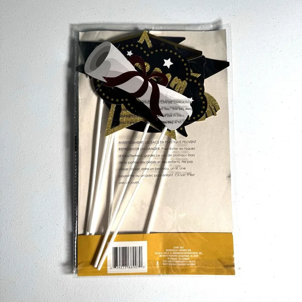 Graduation 7 Pc‎ Photo Props - Party Decor and One Grad Cap Decoration Cap Cover